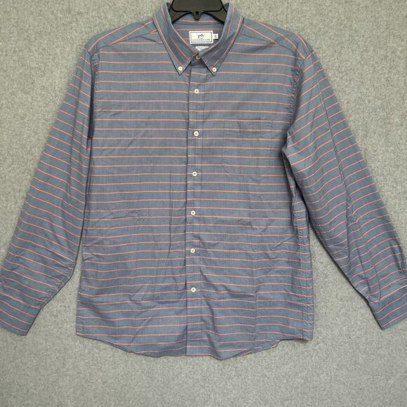 Southern Tide Trim Fit Shirt XL Blue Pink Stripe Long Sleeve Button Up Preppy - Picture 1 of 11